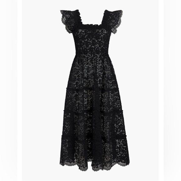Hill House Dresses & Skirts - Hill House Ellie Nap Dress in Black Lace size Small Tiered Midi Smocked